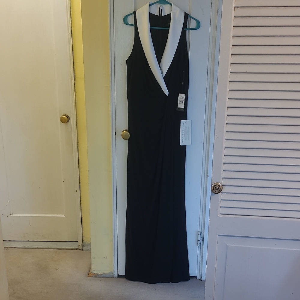 Adrianna Papell Black and White Maxi Dress